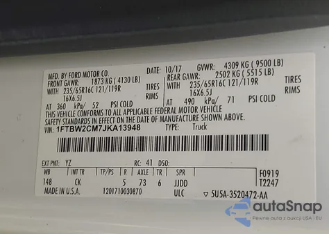 2018 Ford Transit-350 from USA, damaged, VIN 1FTBW2CM7JKA13948